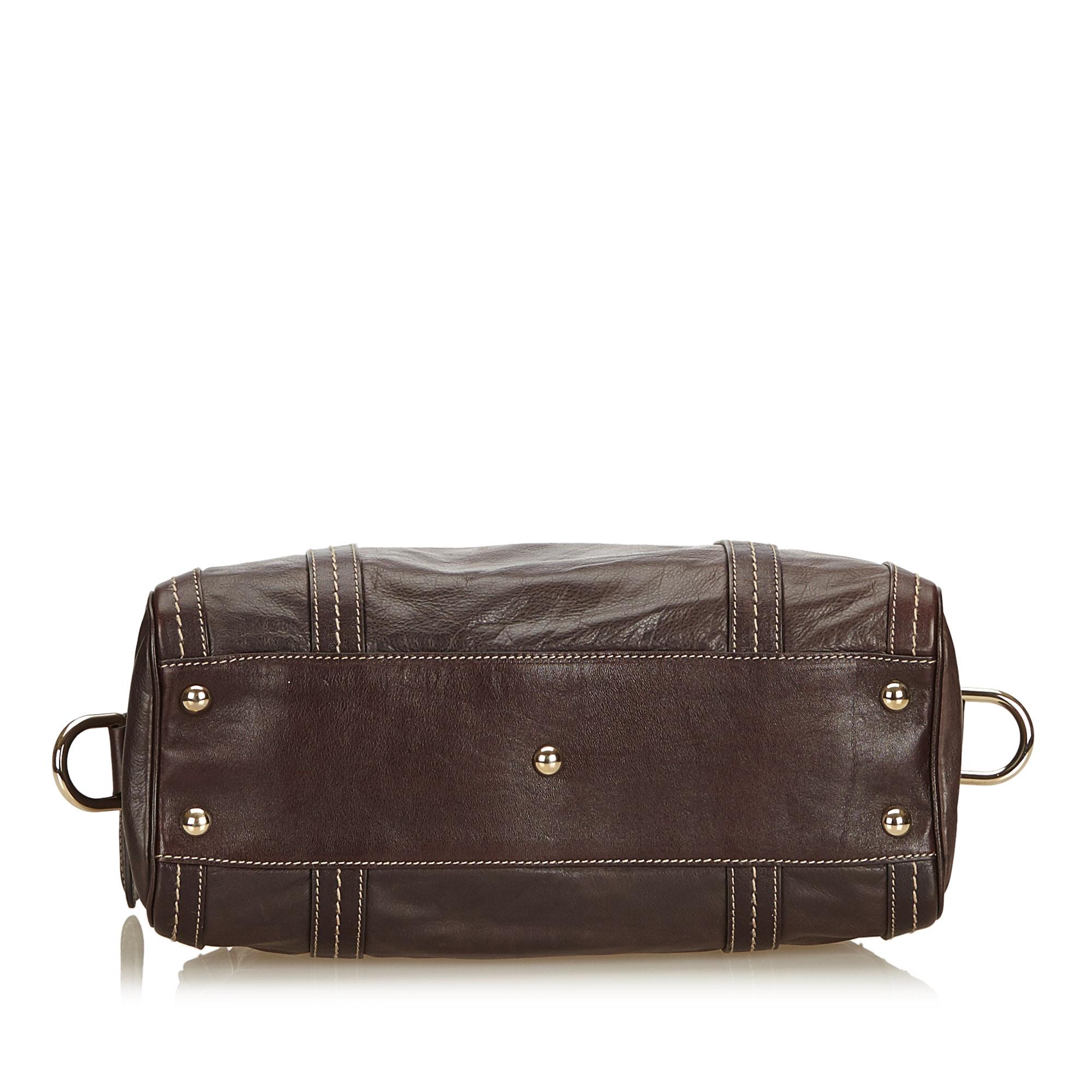 Black Gucci Brown Leather Duchessa Boston Bag For Sale