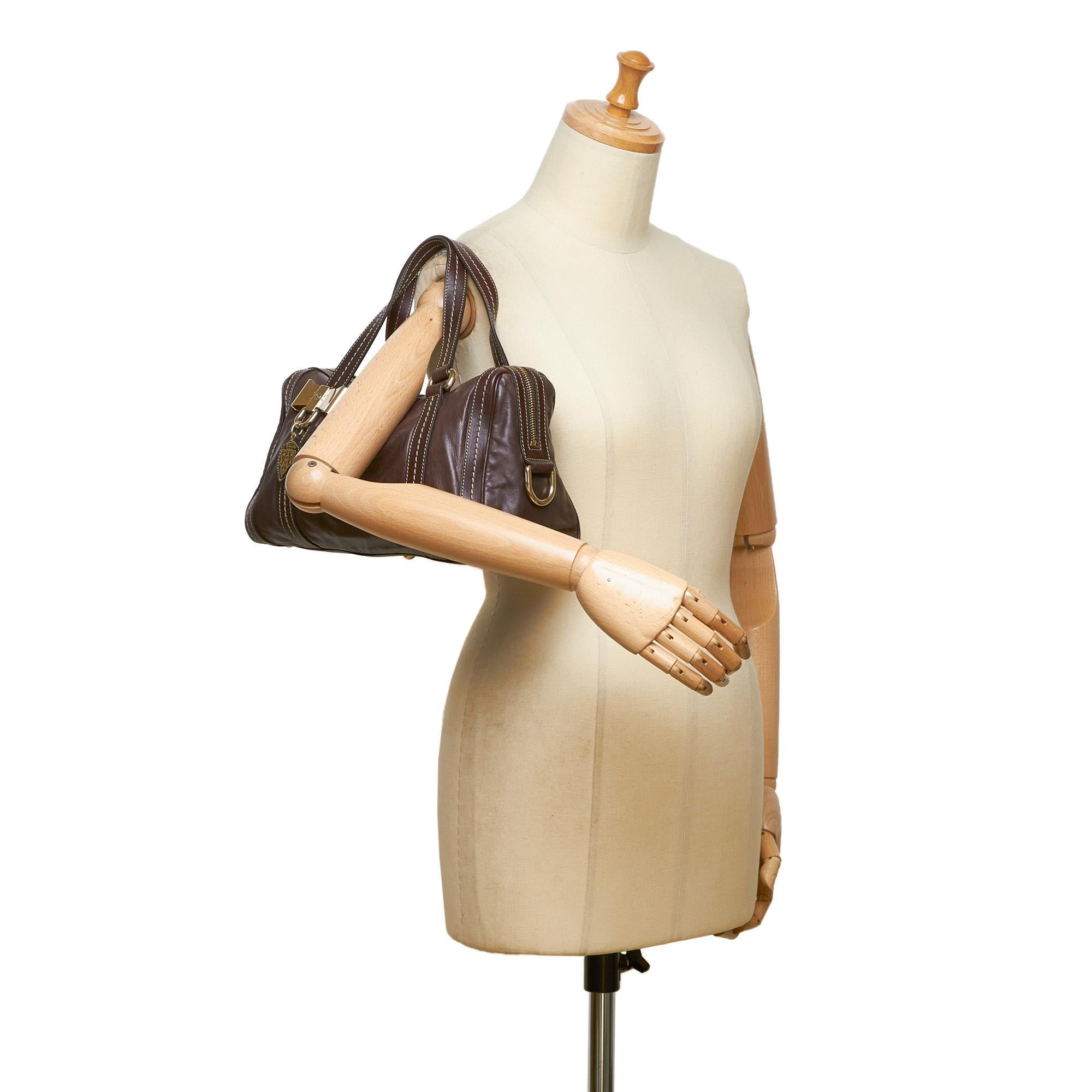 Gucci Brown Leather Duchessa Boston Bag For Sale 3