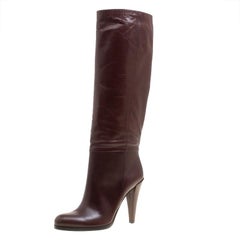 Gucci Brown Leather Elizabeth Knee High Boots Size 40.5