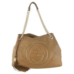 Gucci Brown Leather Fringe Tassel Soho Chain Tote Bag 59gz429s