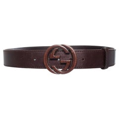 Used Gucci, brown leather G buckle belt