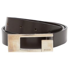 Cinturón Gucci Marrón Cuero Hebilla G 75CM