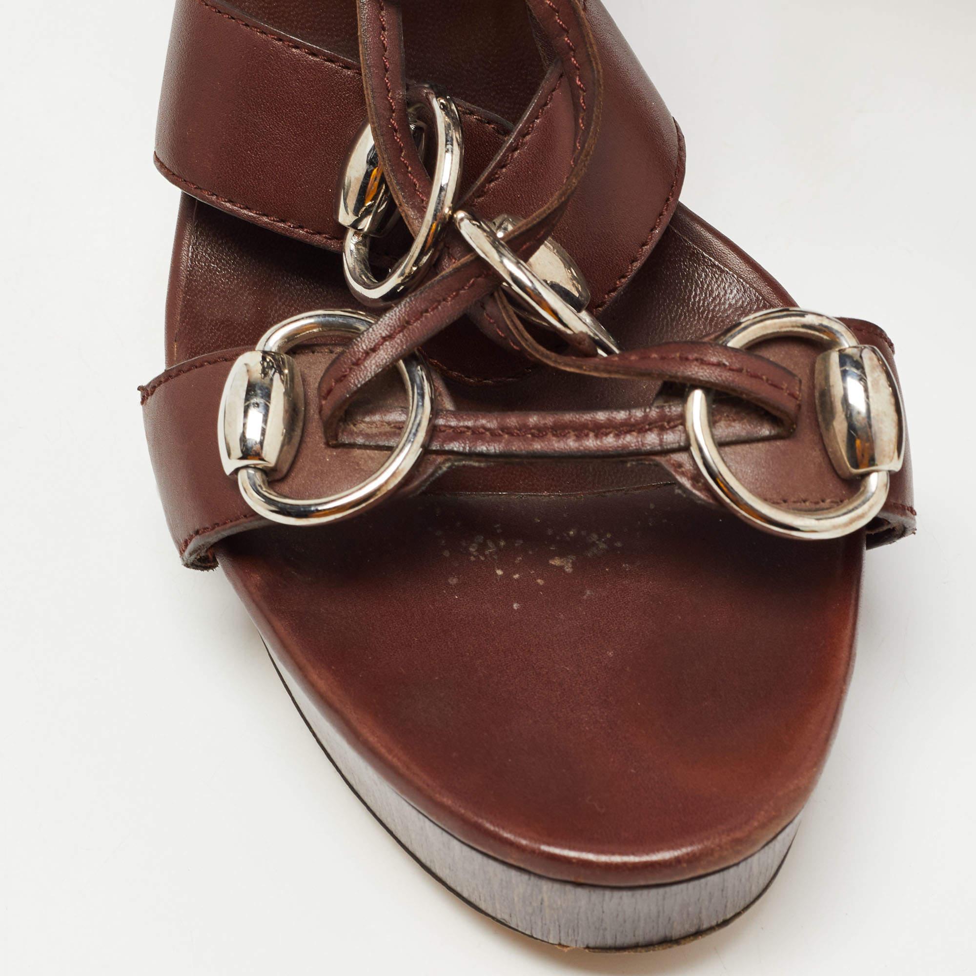 Gucci Brown Leather Gladiator Sandals Size 40.5 For Sale 2