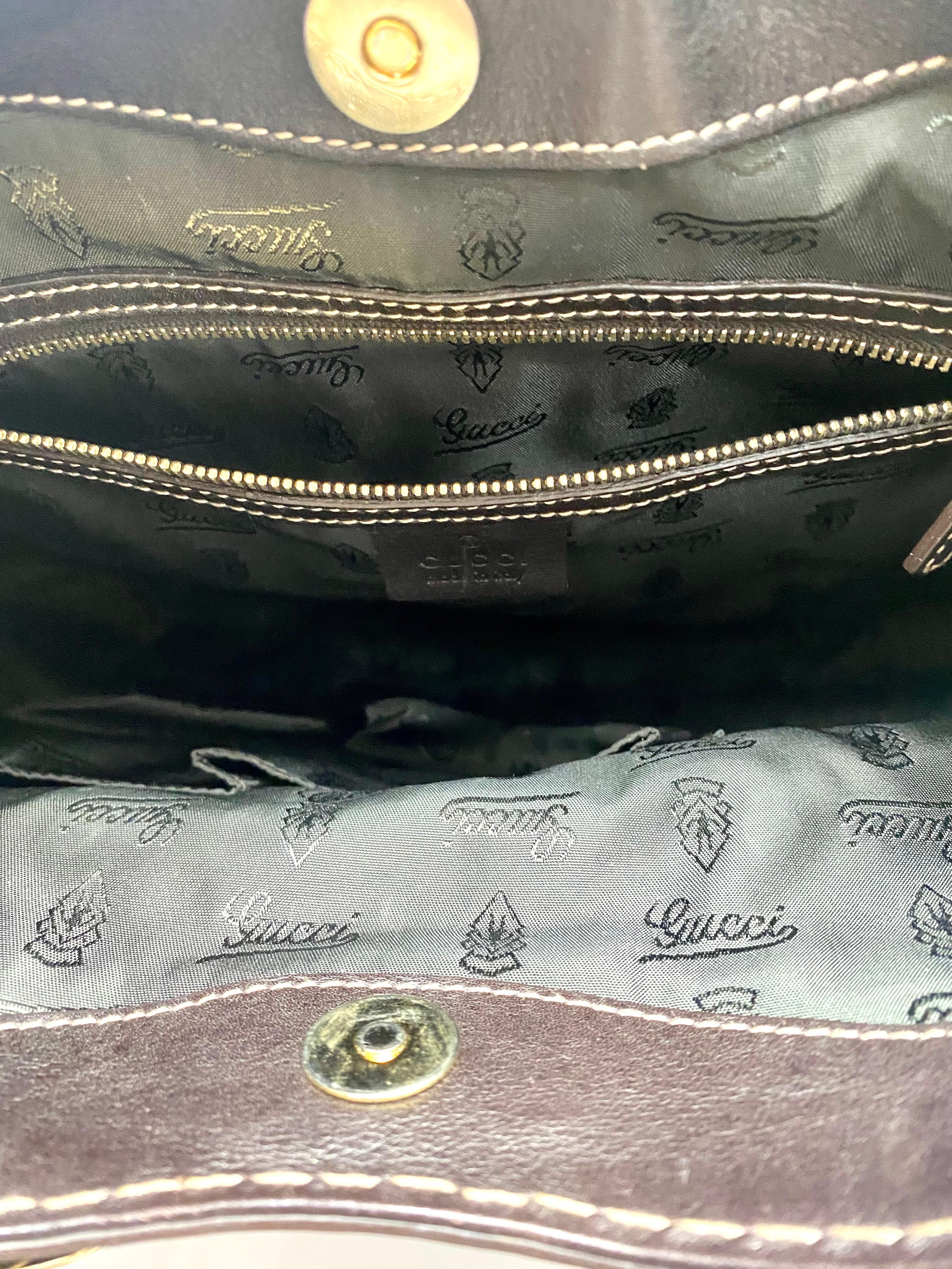 Gucci Brown Leather Gold Hardware Handbag  6
