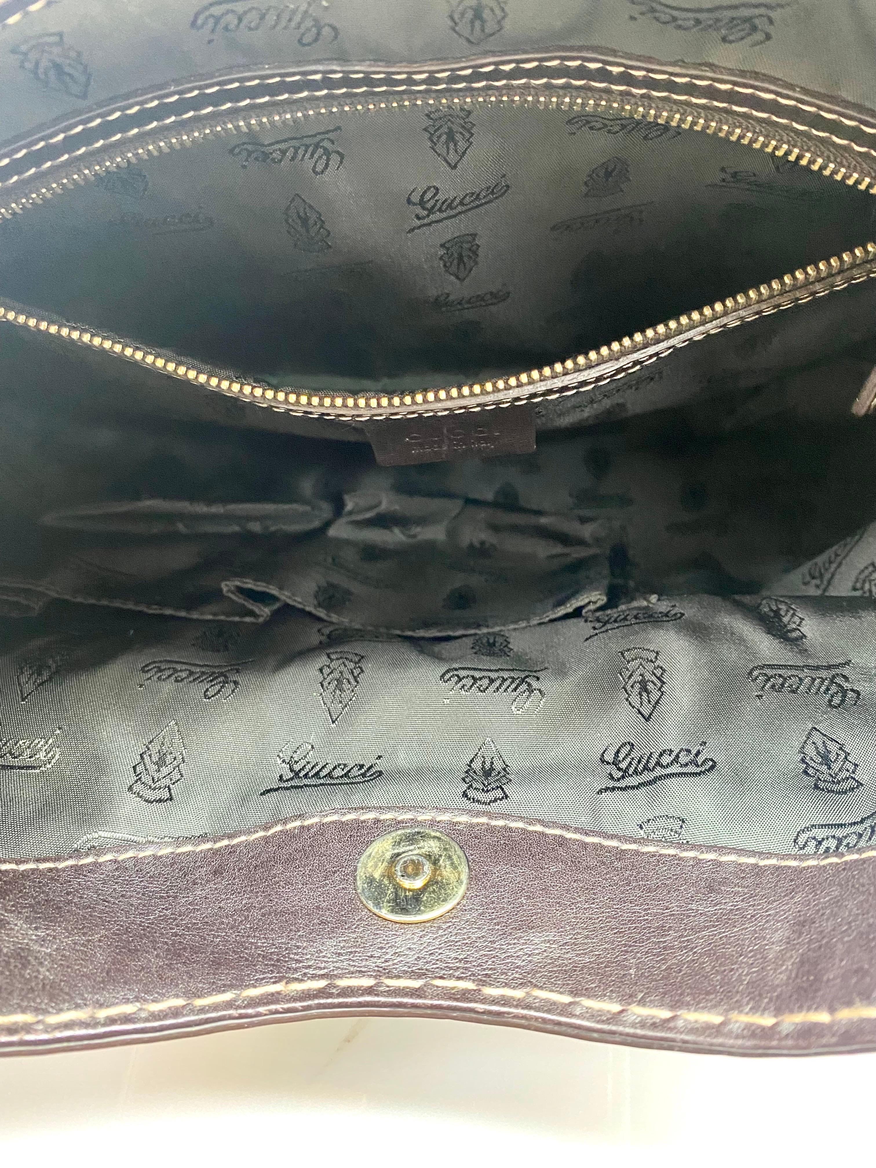 Gucci Brown Leather Gold Hardware Handbag  7