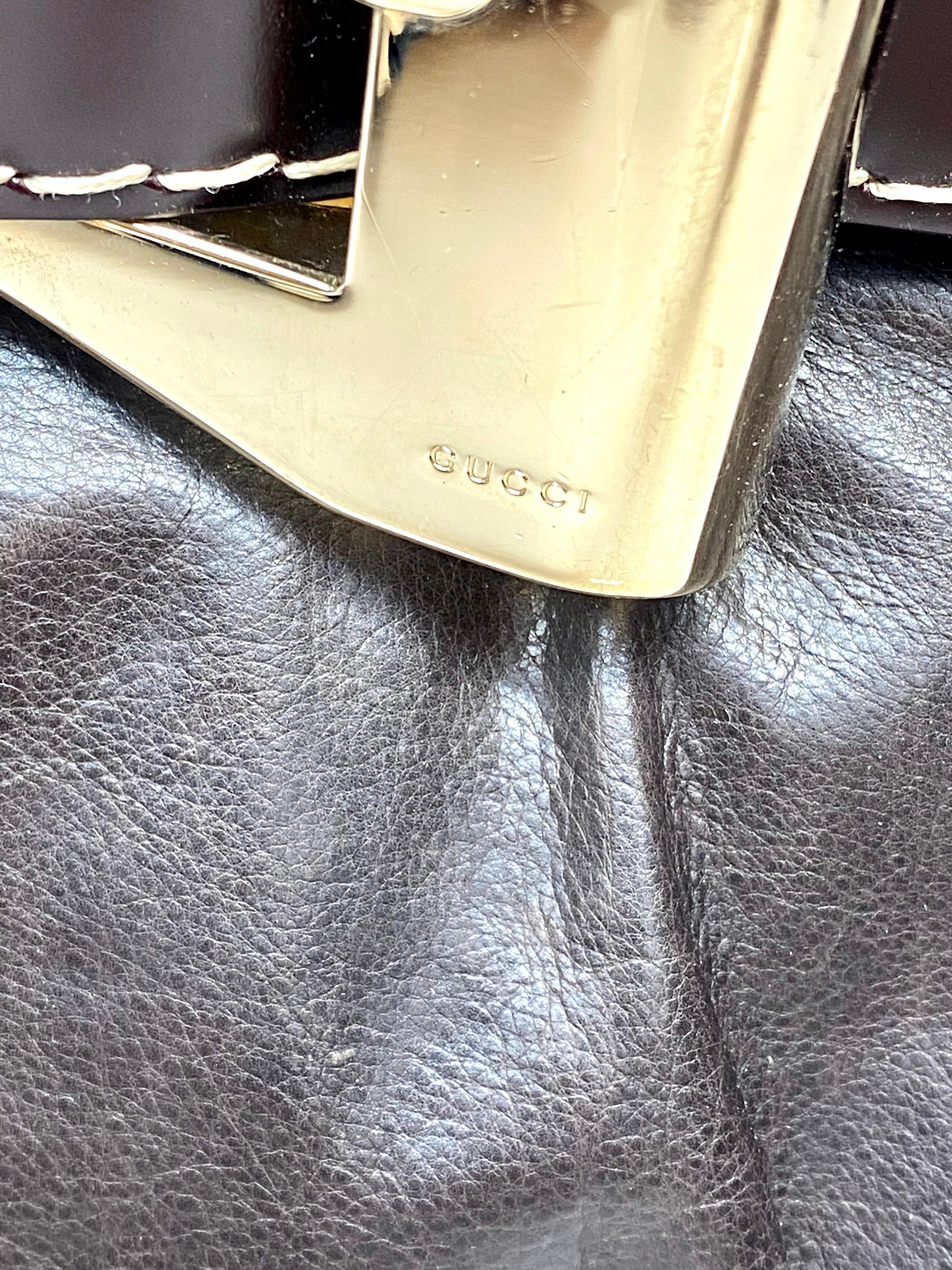 Gucci Brown Leather Gold Hardware Handbag  1