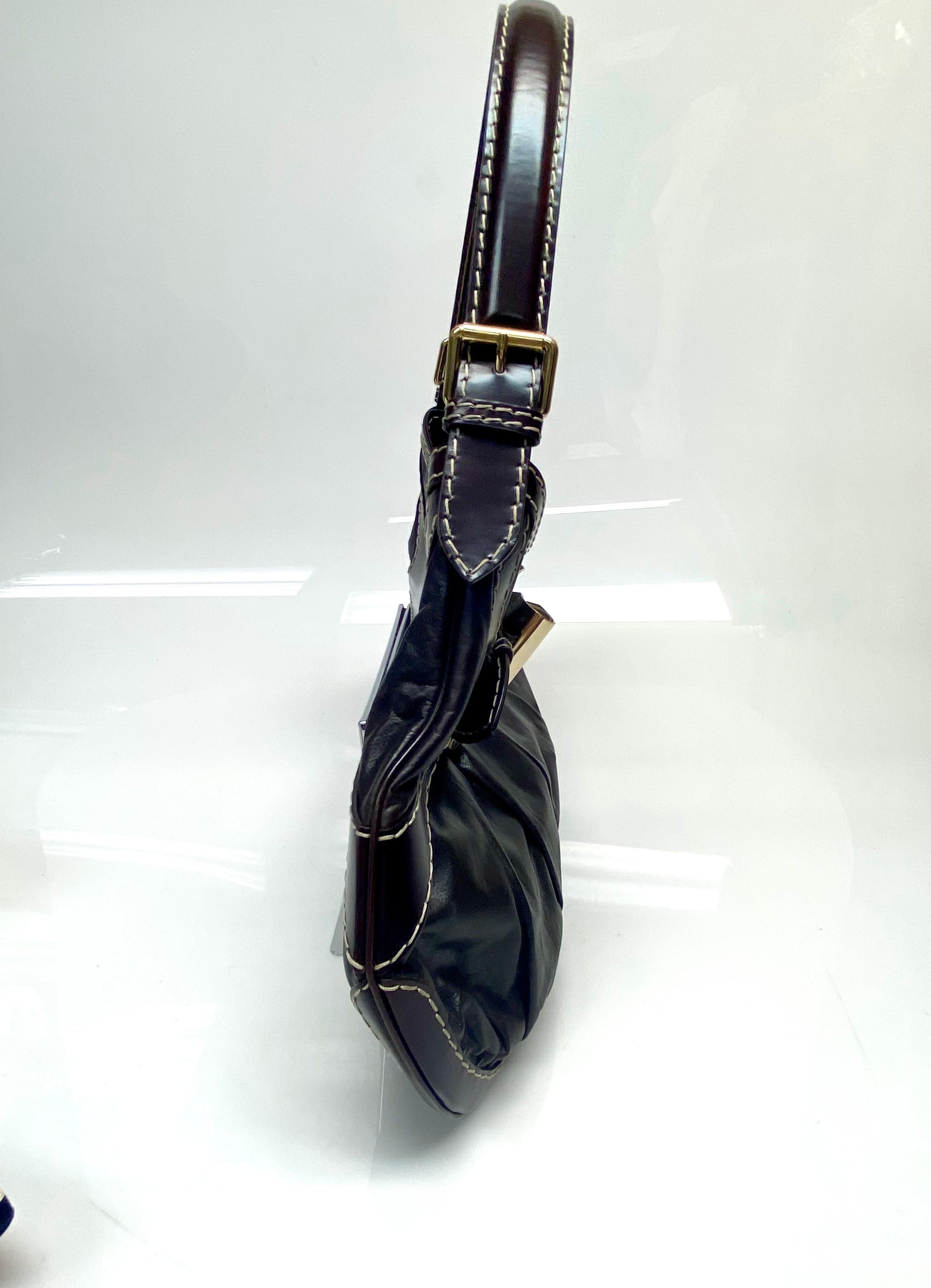 Gucci Brown Leather Gold Hardware Handbag  2