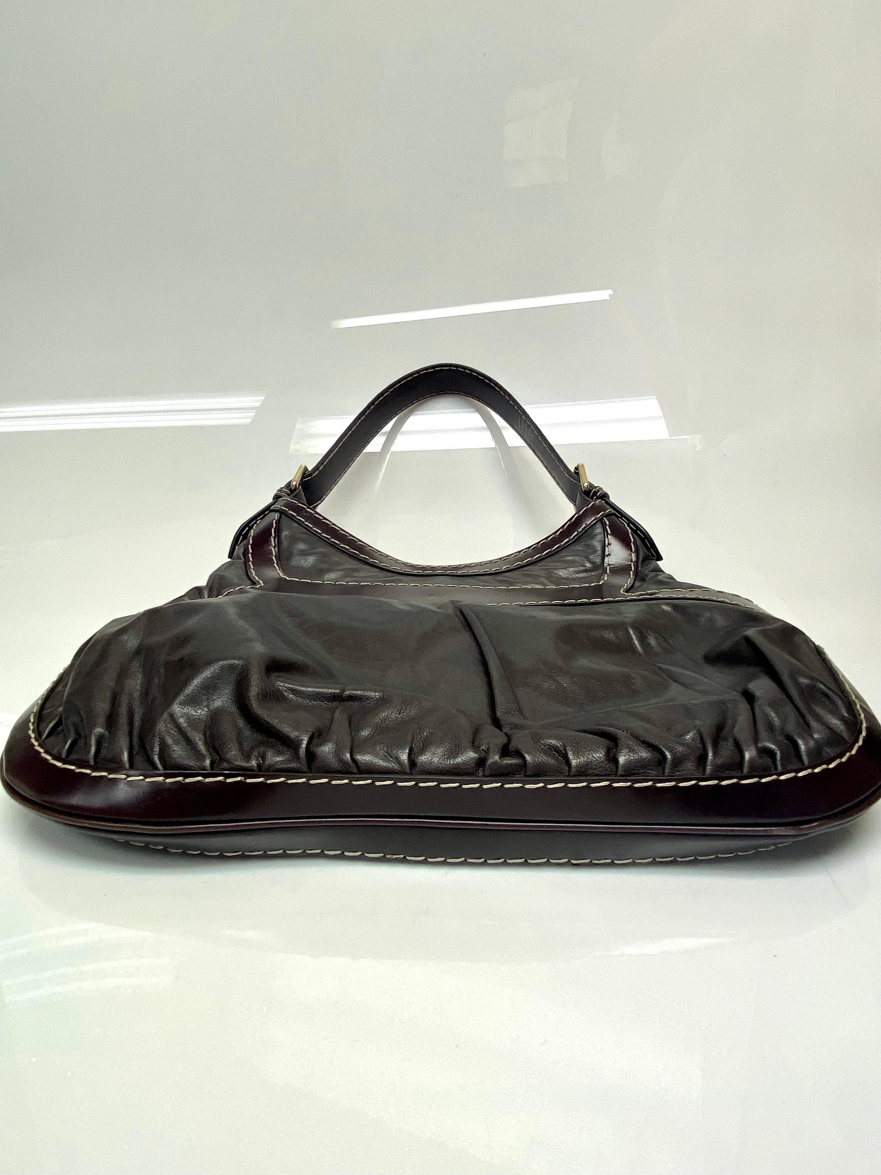 Gucci Brown Leather Gold Hardware Handbag  5