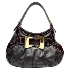 Gucci Brown Leather Gold Hardware Handbag 
