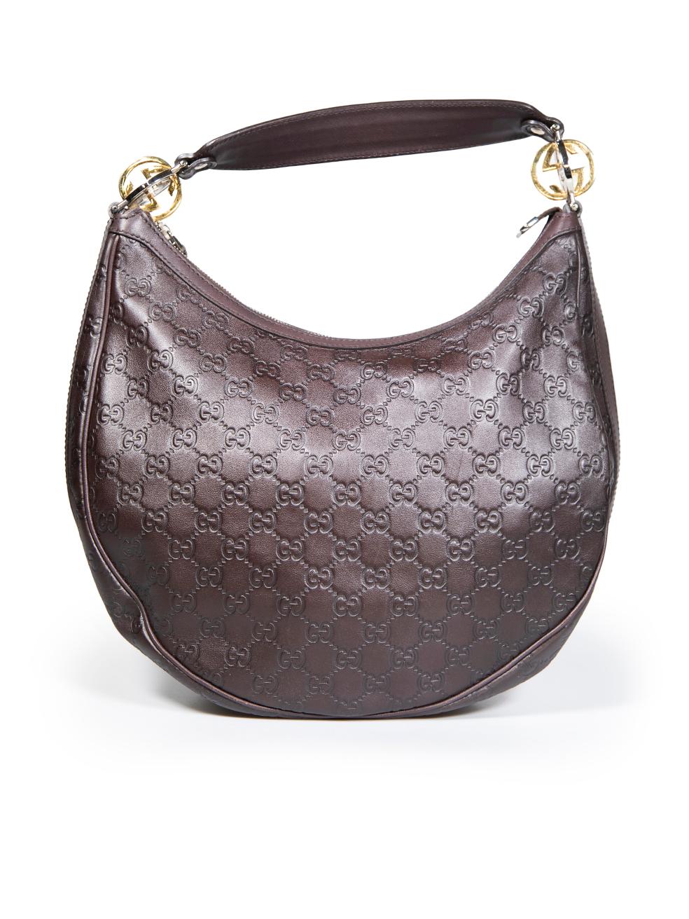 Gucci Brown Leather Guccissima GG Twins Hobo Bag In Good Condition In London, GB