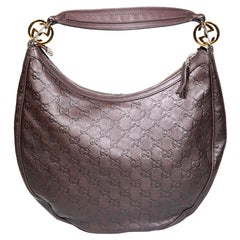 Gucci Brown Leather Guccissima GG Twins Hobo Bag