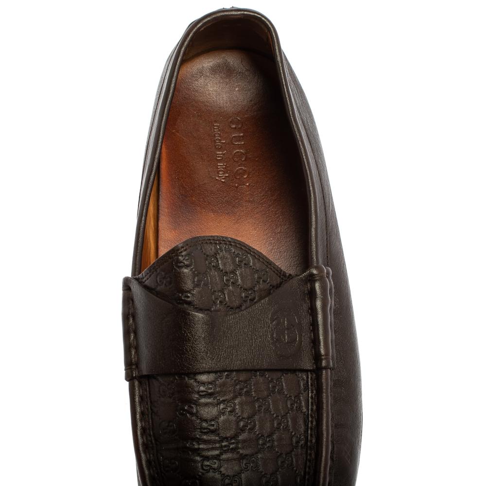 Gucci Brown Leather Guccissima Loafers Size 43 1