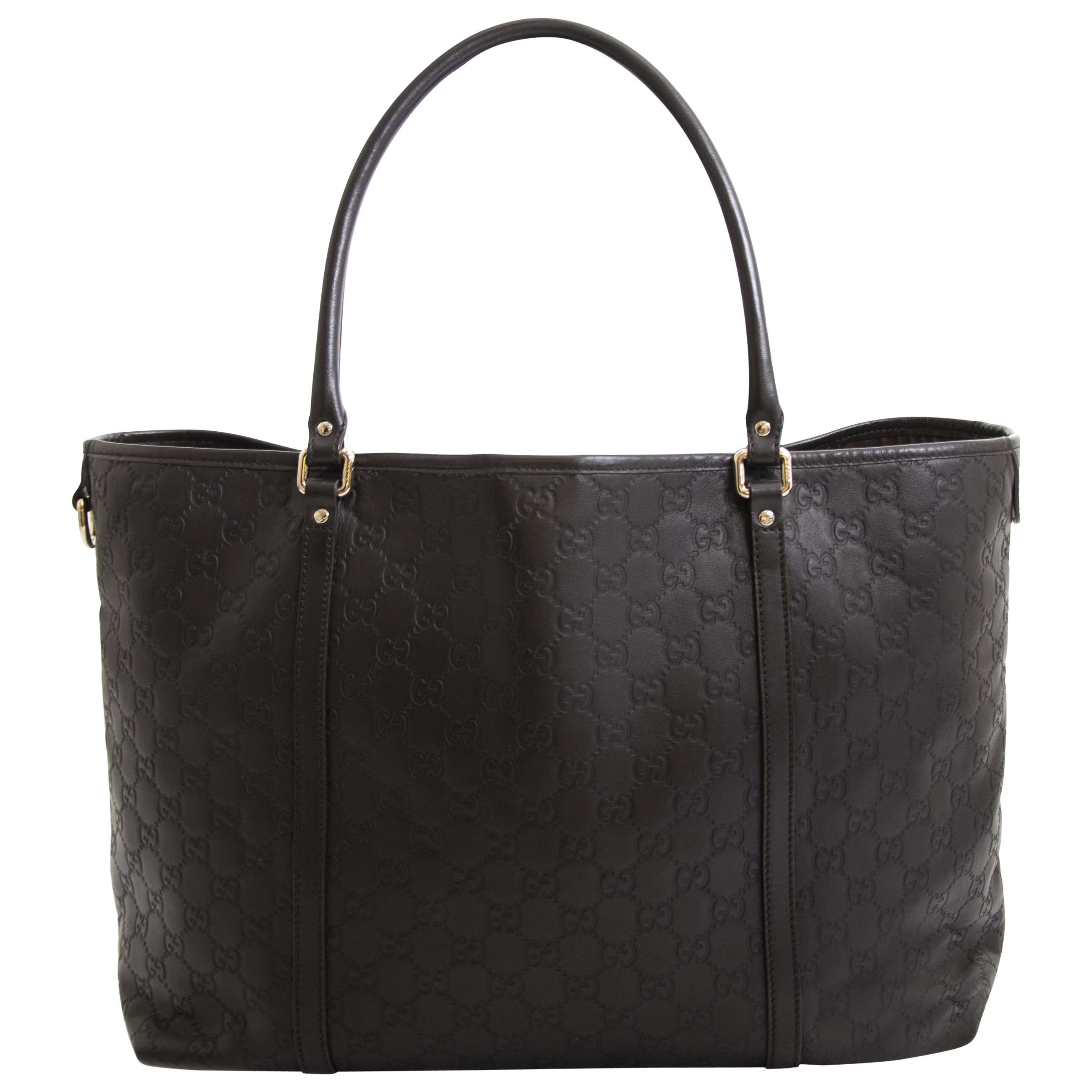 Gucci Brown Leather Guccissima Tote Bag at 1stDibs | gucci tote bag ...