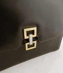 Gucci Borsa in pelle marrone con manici in alto Borsa vintage, fine XX secolo