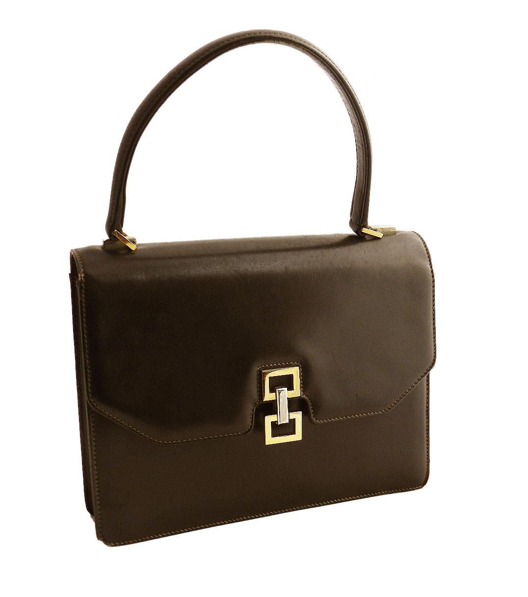 Gucci Braun Leder Handtasche Top Griffe Tasche Vintage:: Ende des 20 (Italienisch) im Angebot