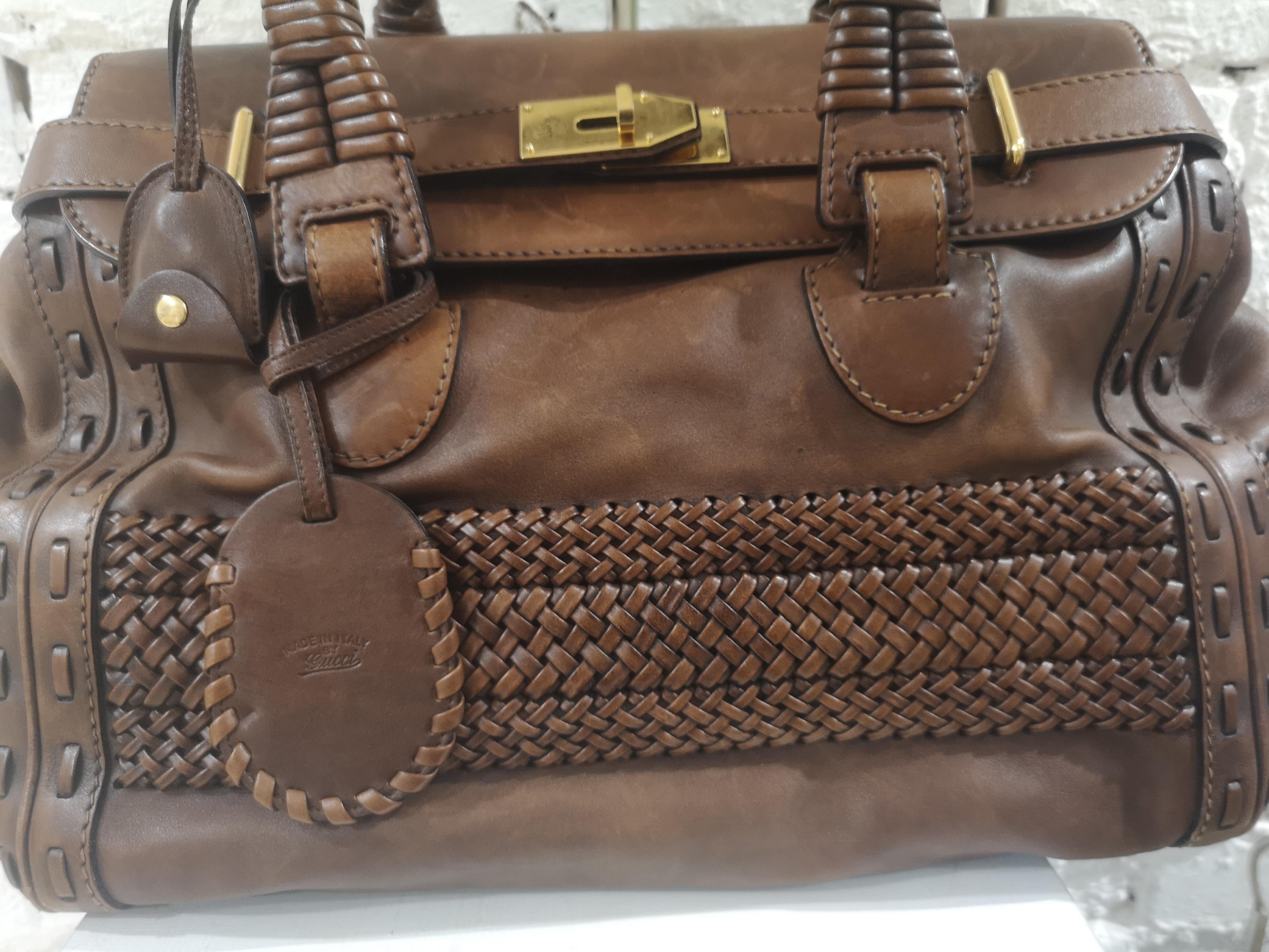 Gucci brown leather handle shoulder bag 5
