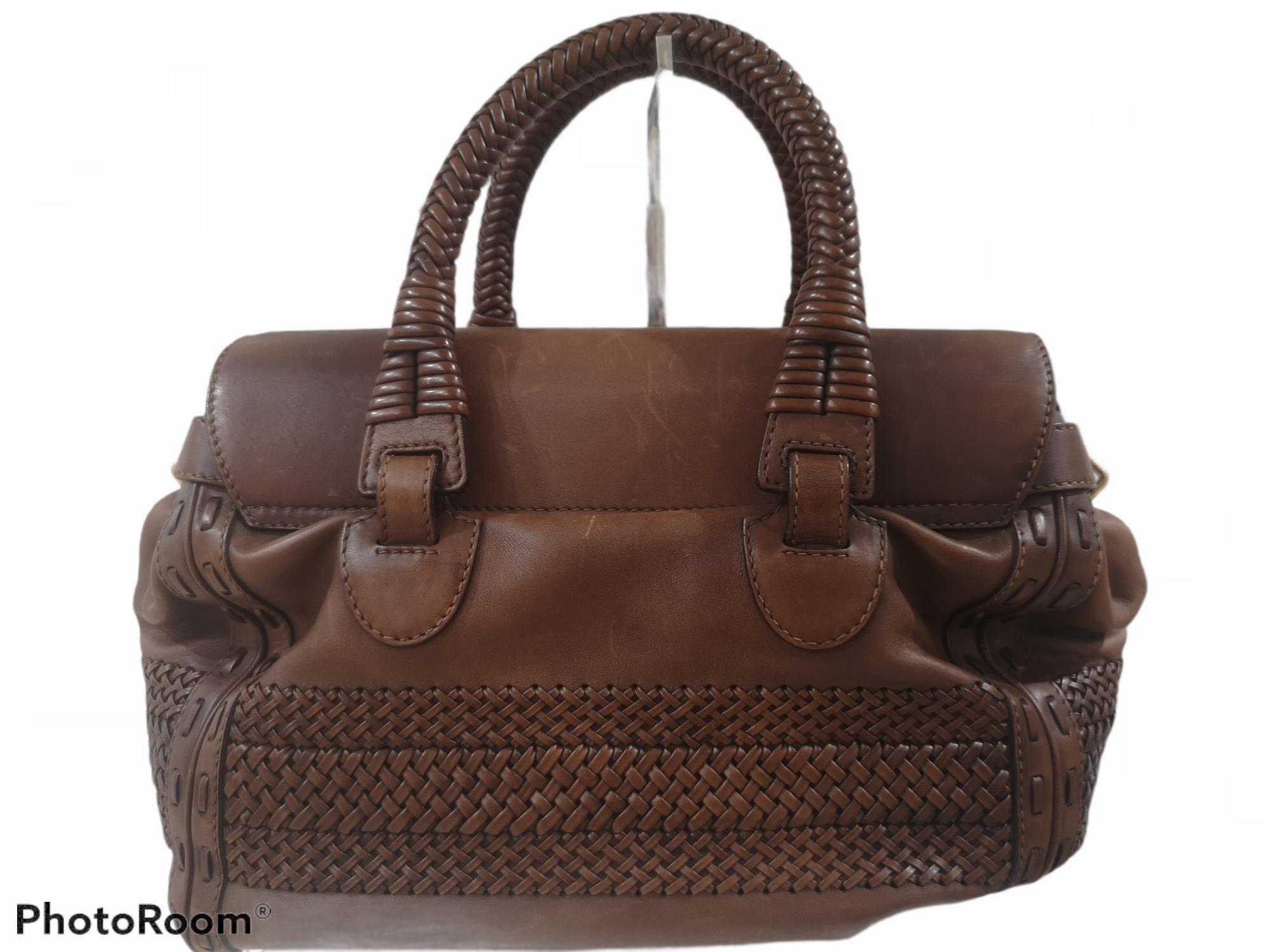Gucci brown leather handle shoulder bag 1