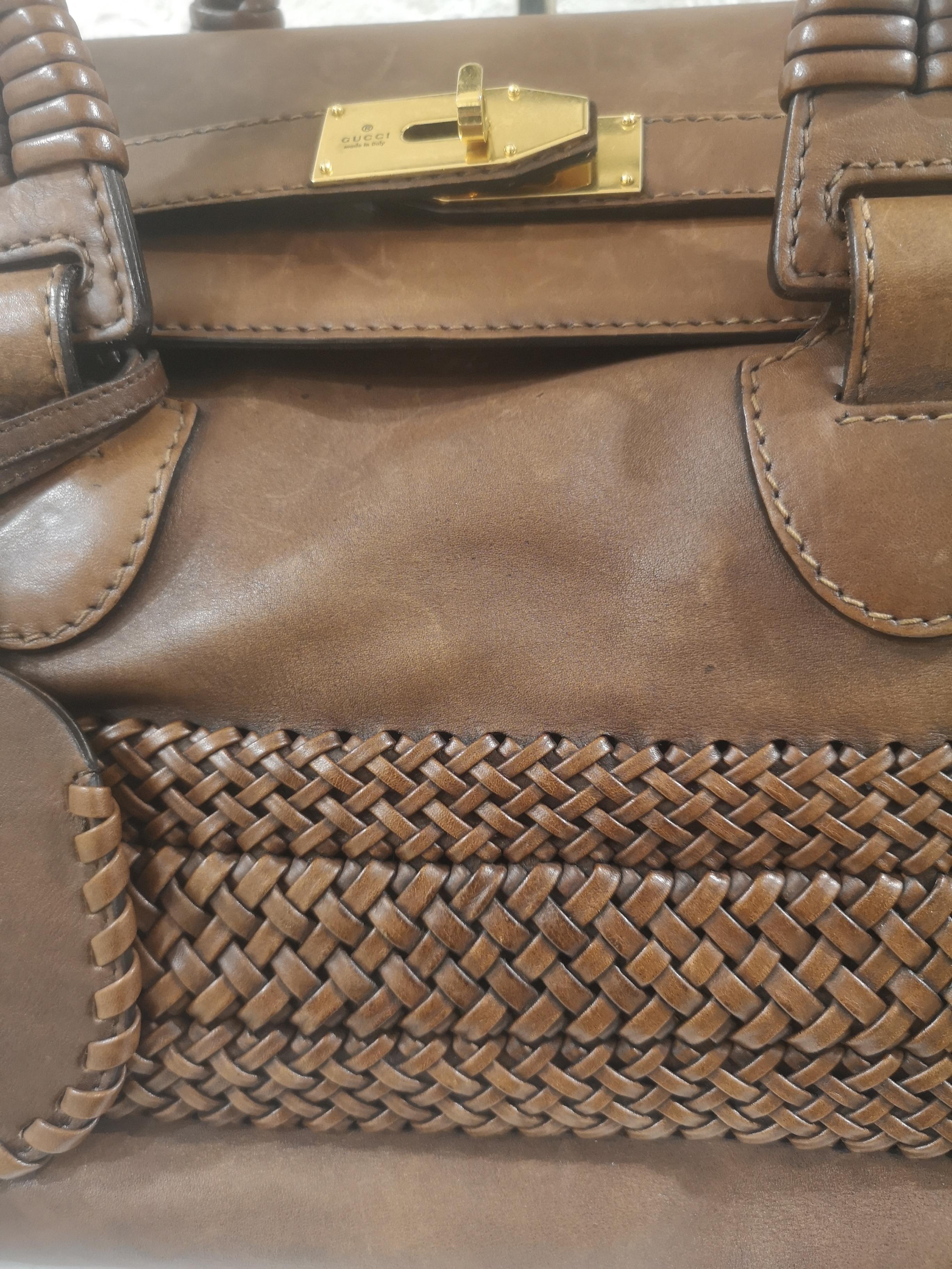 Gucci brown leather handle shoulder bag 2