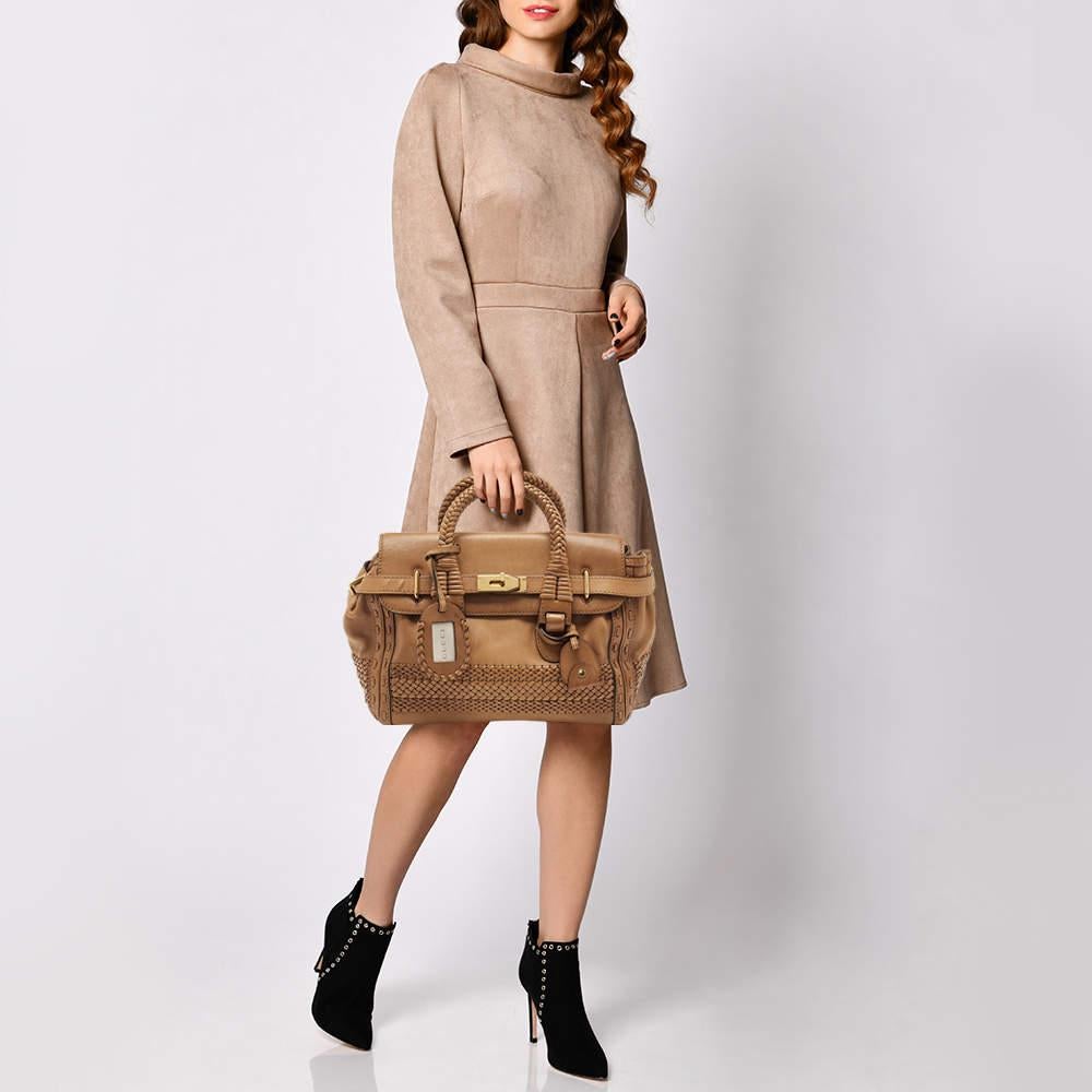 Gucci Brown Leather Handmade Top Handle Bag 8