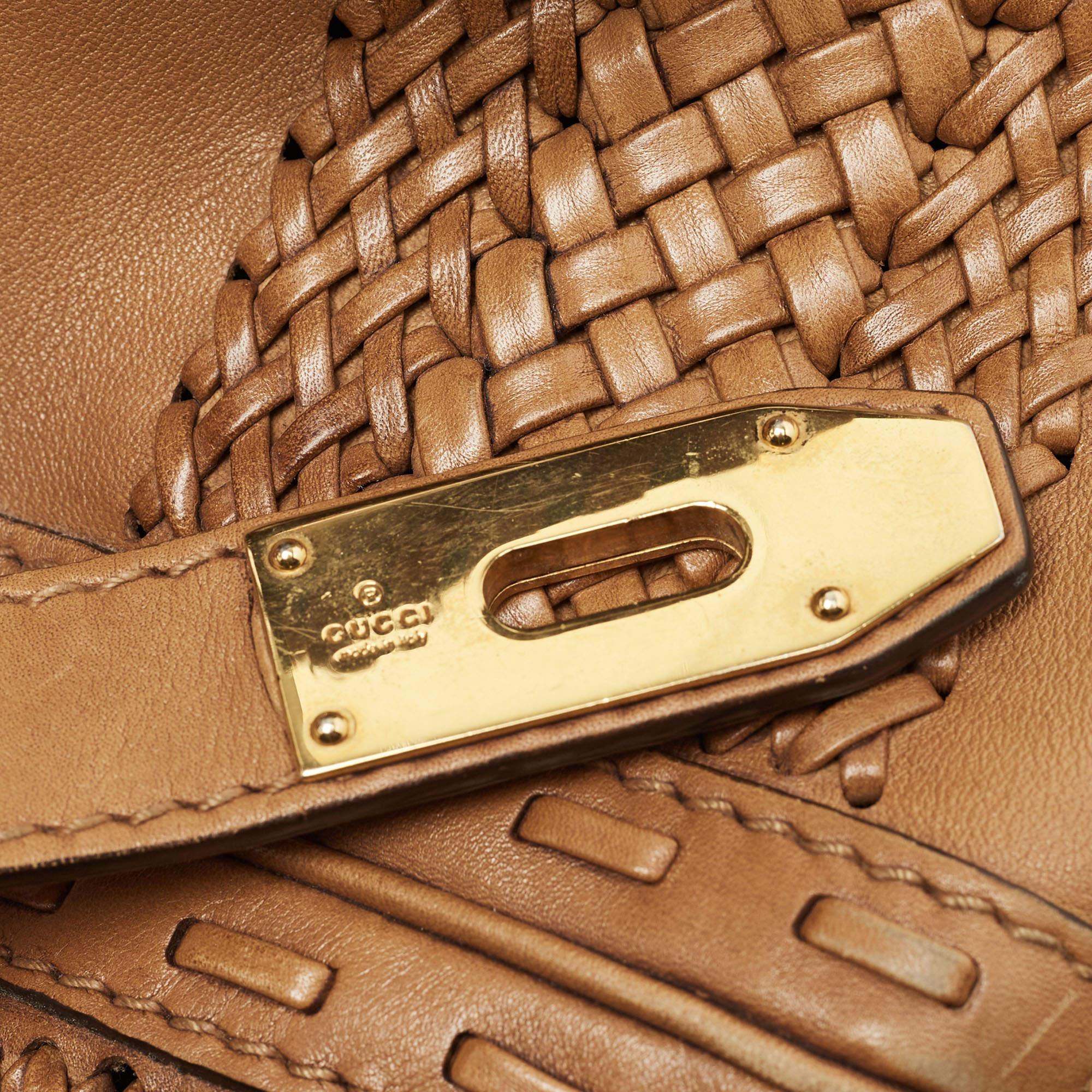 Gucci Brown Leather Handmade Top Handle Bag 9