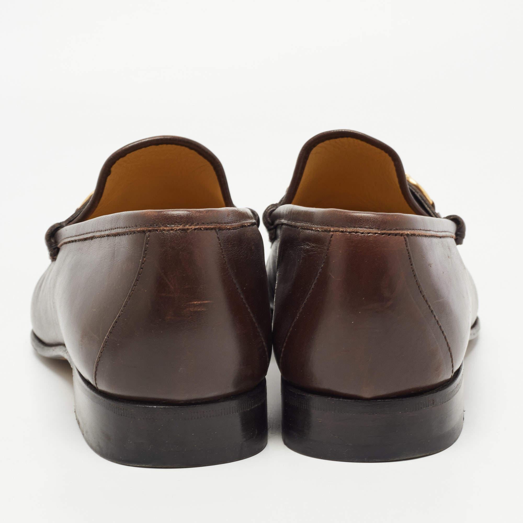 Gucci Brown Leather Horsebit 1953 Loafers Size 42.5 In Good Condition In Dubai, Al Qouz 2
