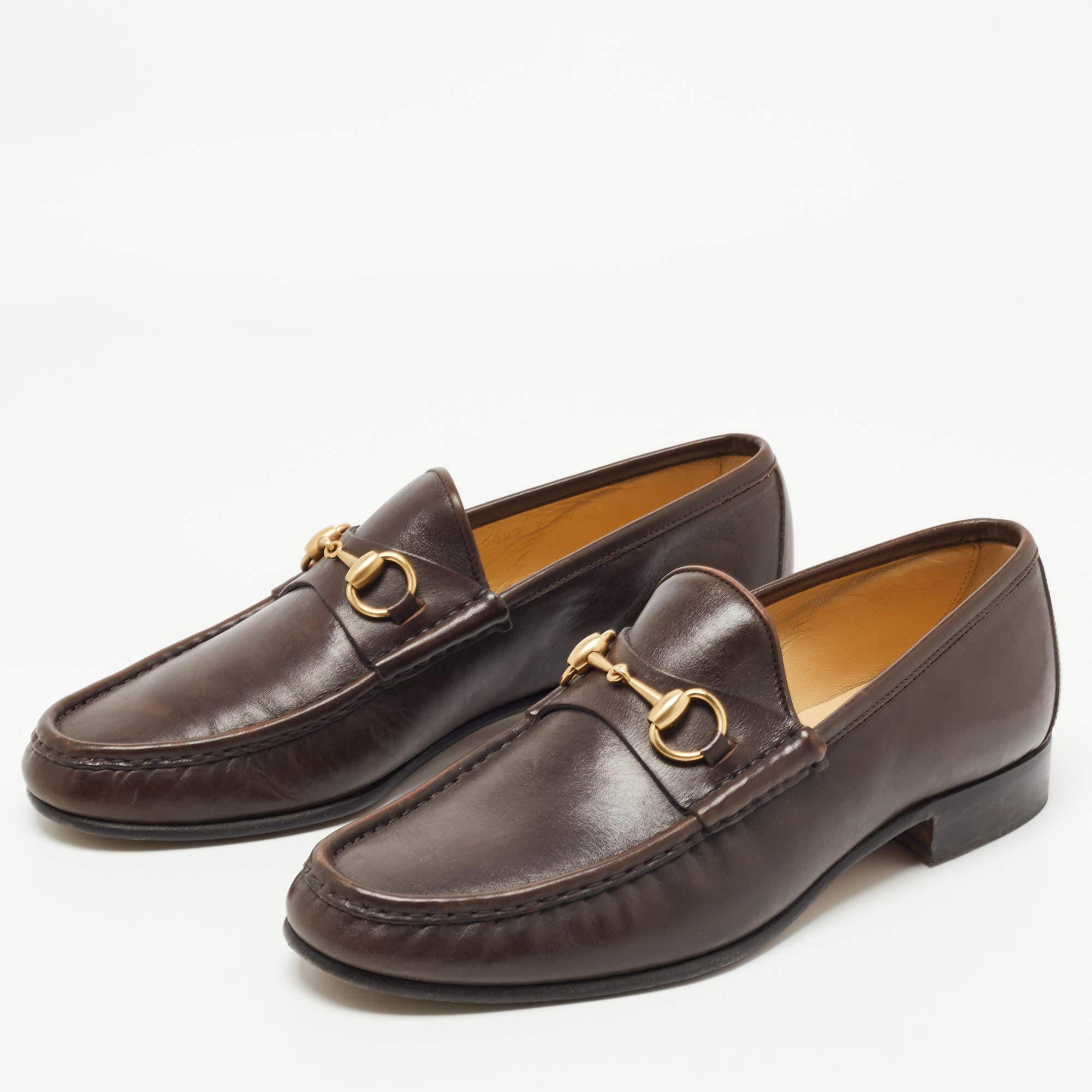Men's Gucci Brown Leather Horsebit 1953 Loafers Size 42.5