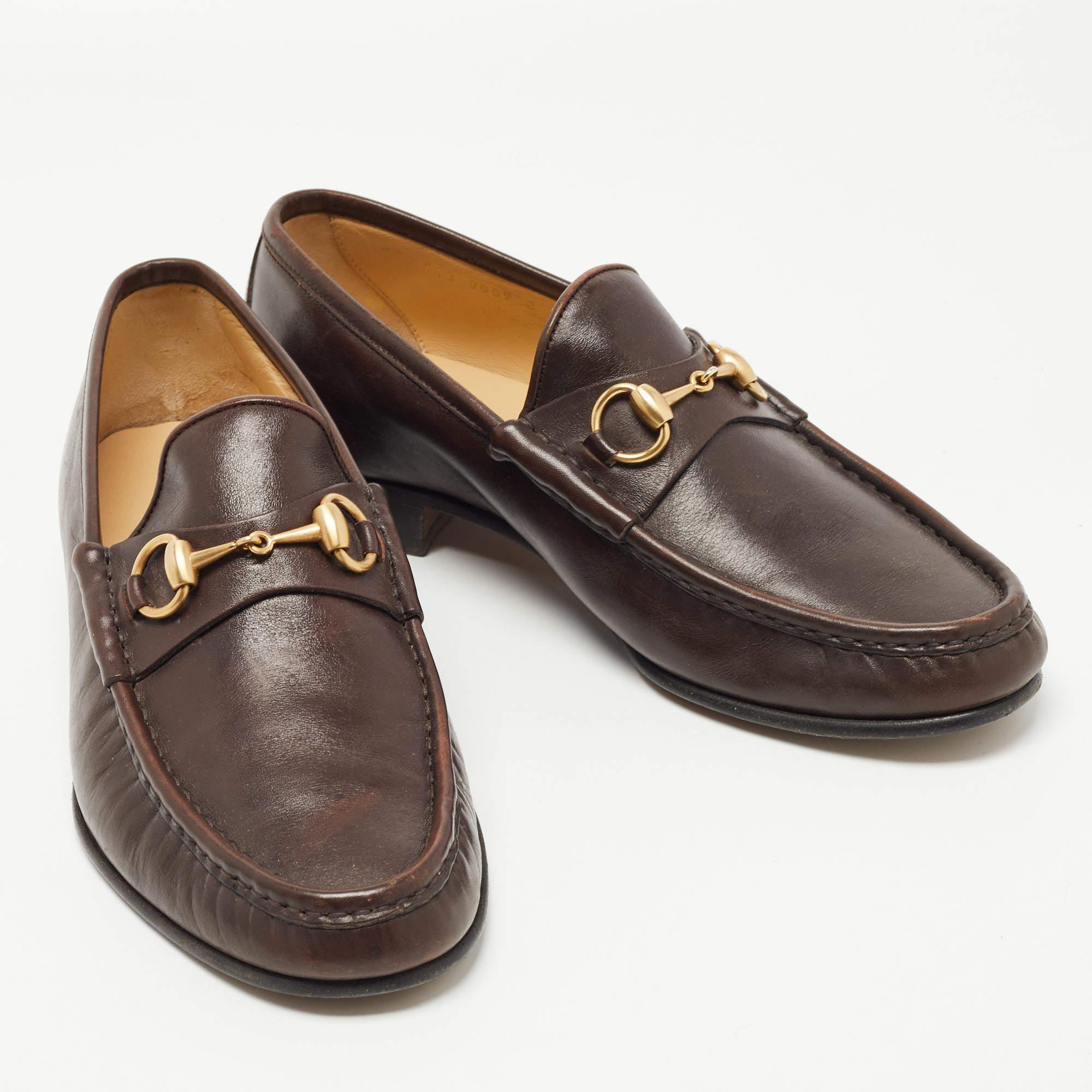 Gucci Brown Leather Horsebit 1953 Loafers Size 42.5 1