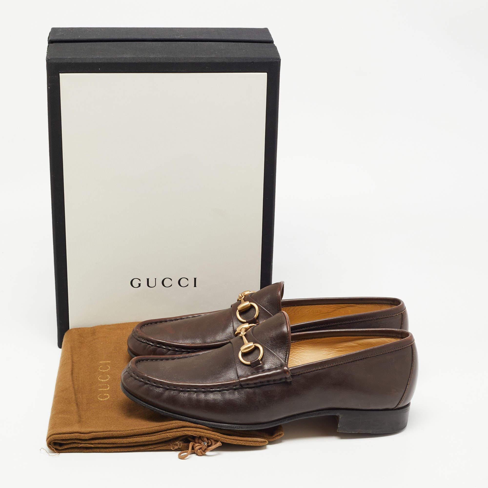 Gucci Brown Leather Horsebit 1953 Loafers Size 42.5 4