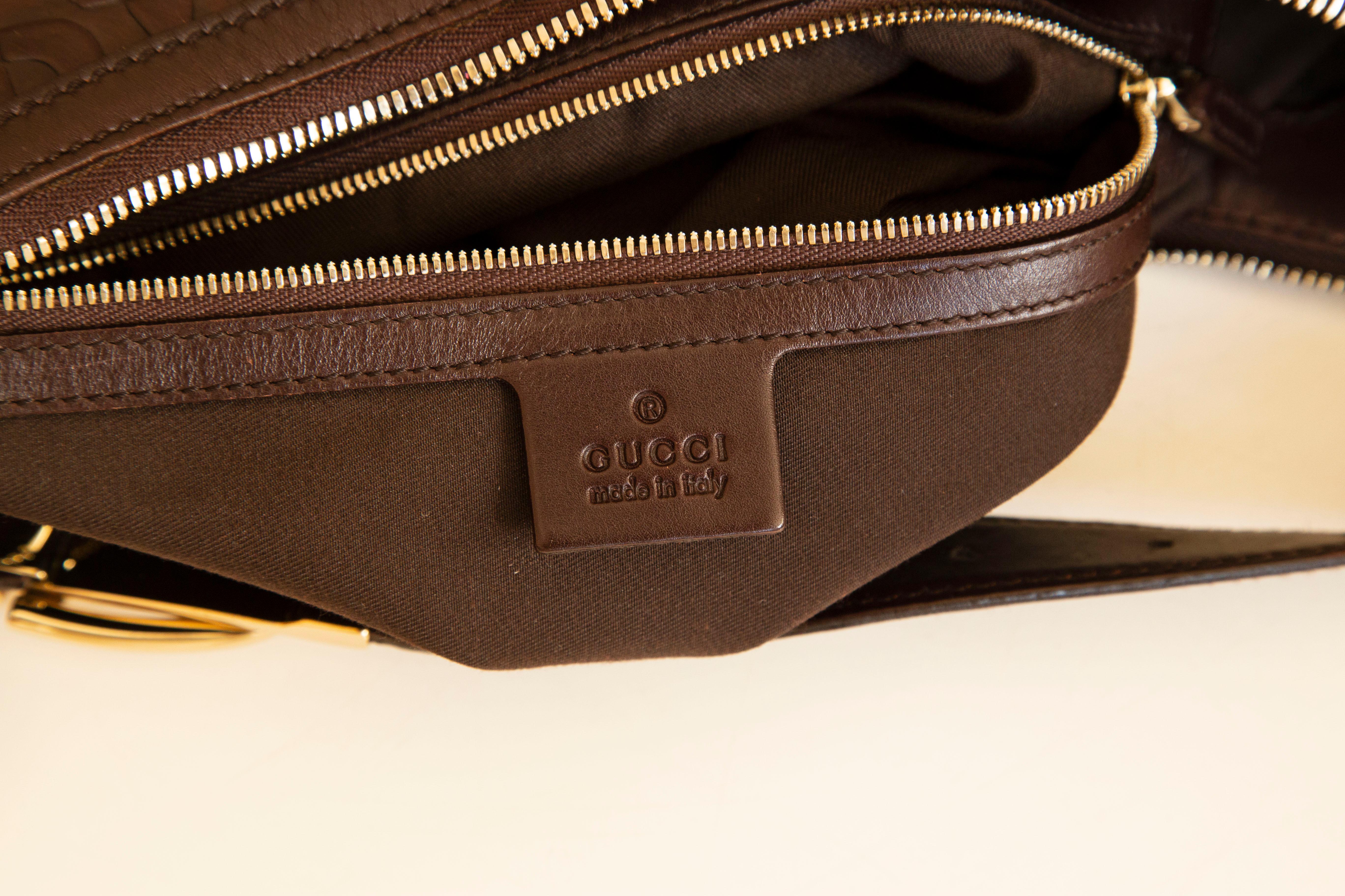 Gucci Brown Leather Horsebit Embossed Buckle Hobo Shoulder Bag  7