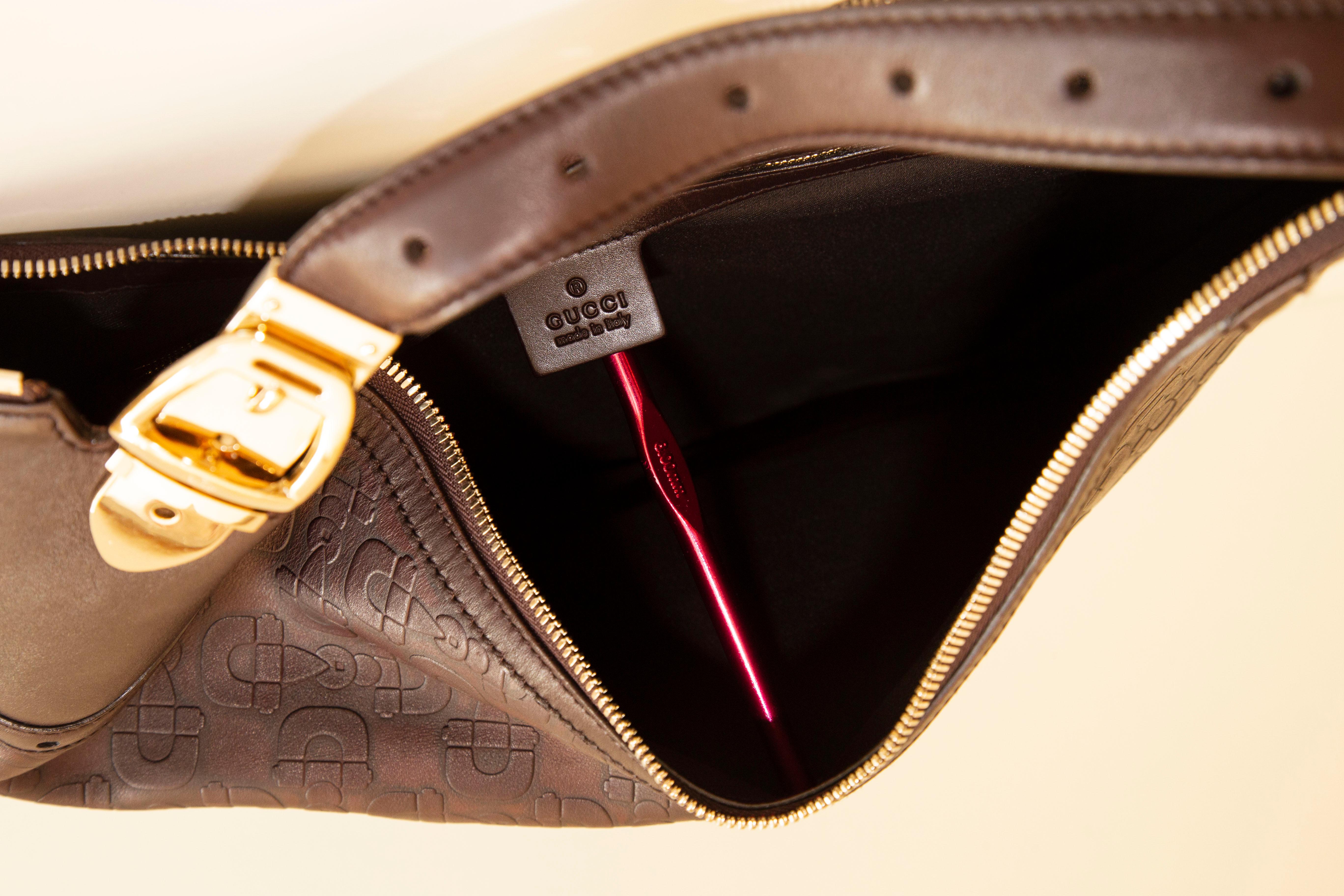 Gucci Brown Leather Horsebit Embossed Buckle Hobo Shoulder Bag  4