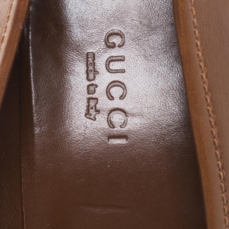Gucci Brown Leather Horsebit Fringe Loafer Pumps Size 36.5 1