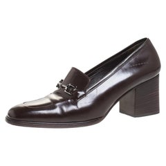 Gucci Brown Leather Horsebit Loafers Pumps Size 38