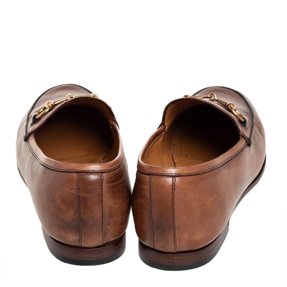 Gucci Brown Leather Horsebit Loafers Size 35 In Good Condition In Dubai, Al Qouz 2