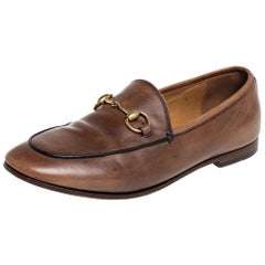 Gucci Brown Leather Horsebit Loafers Size 35