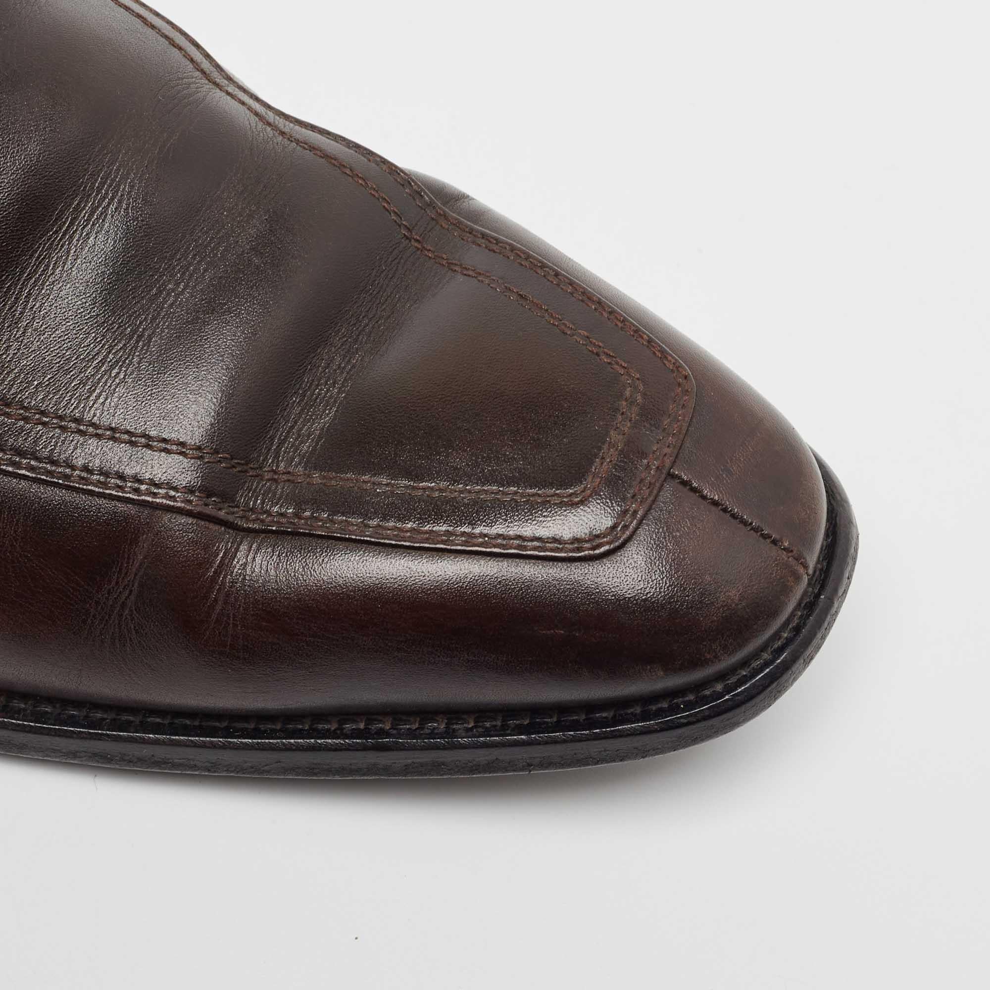 Gucci Mocassini con morsetto in pelle marrone misura 41 in vendita 2