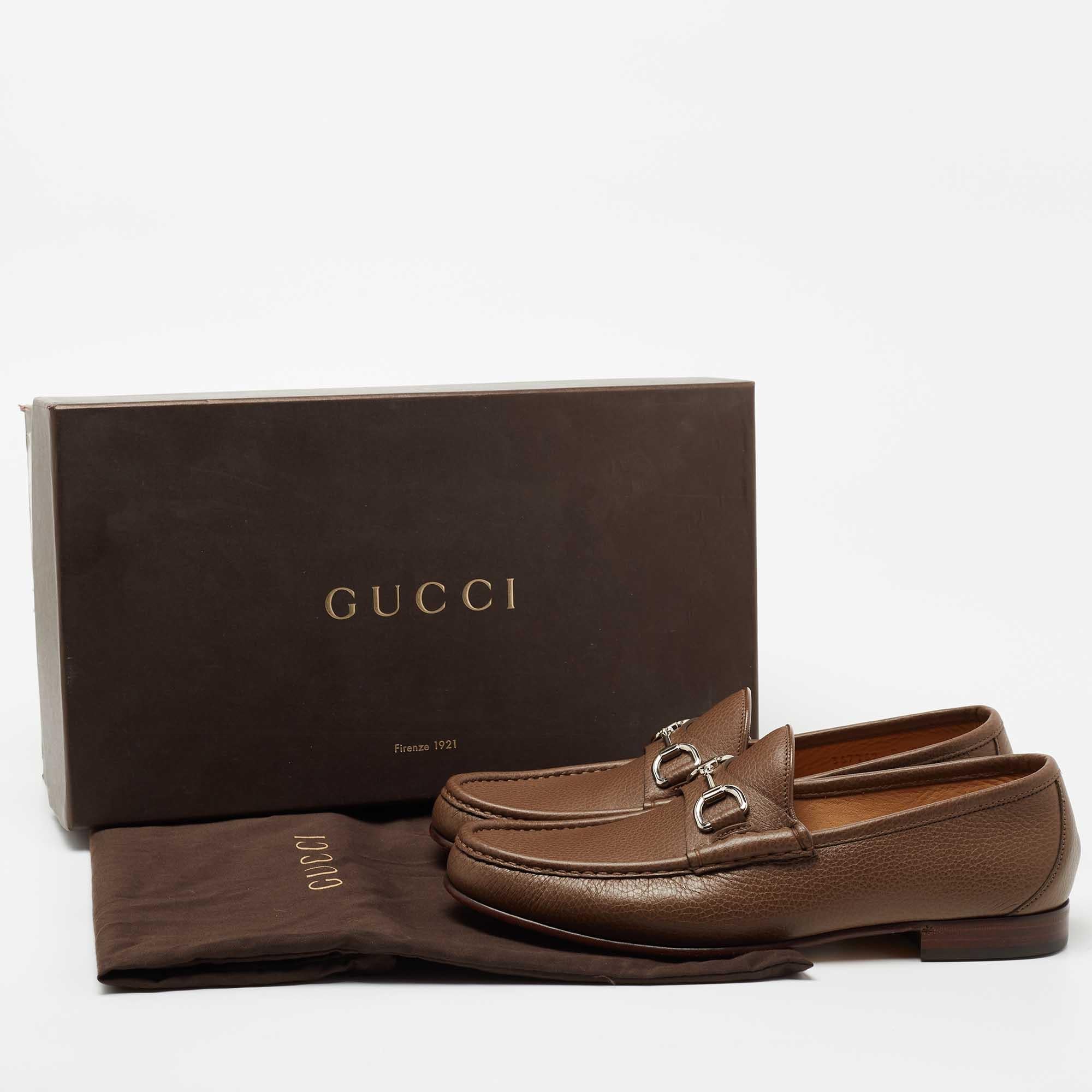 Gucci Brown Leather Horsebit Loafers Size 42 4