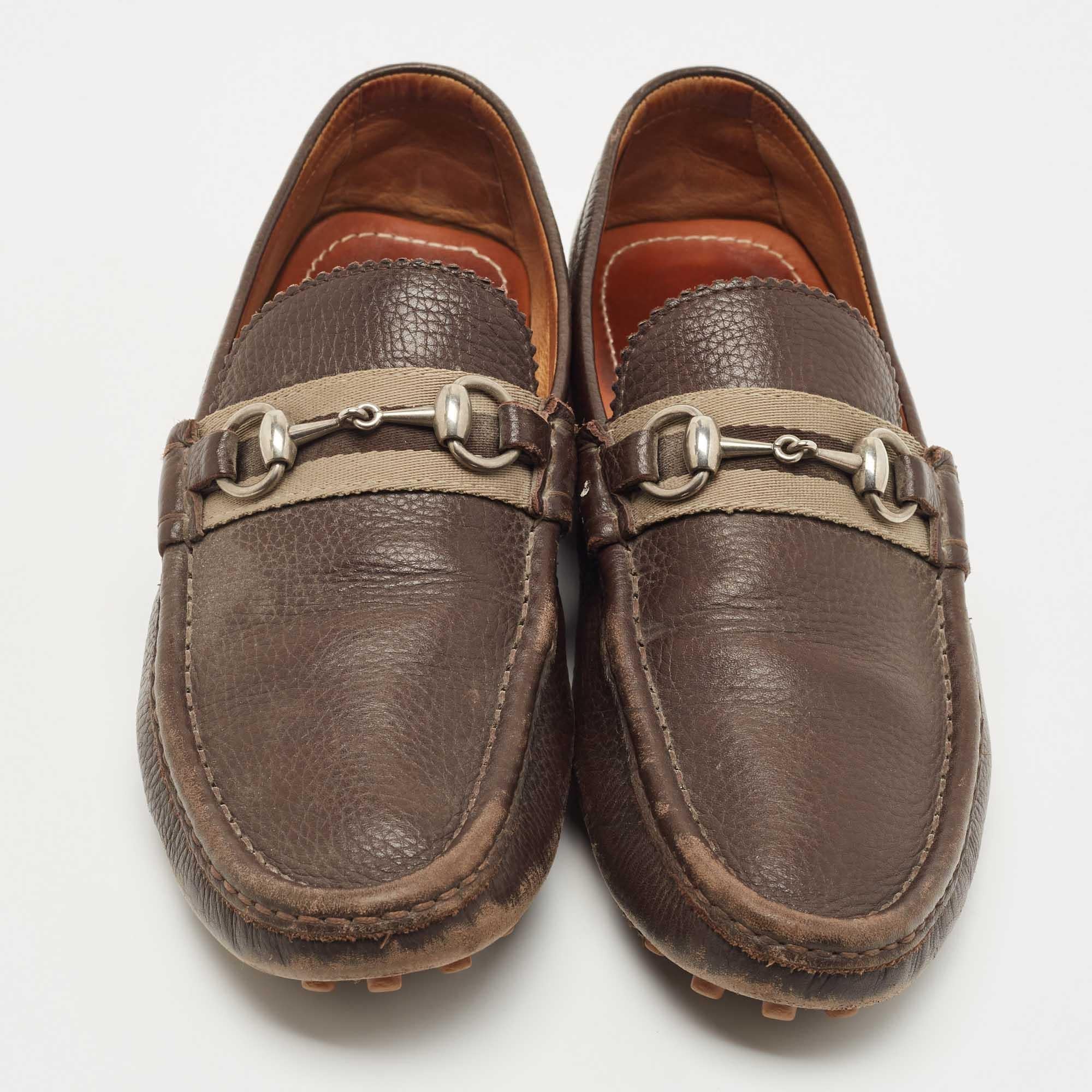 Women's Gucci Brown Leather Horsebit Loafers Size 43 For Sale