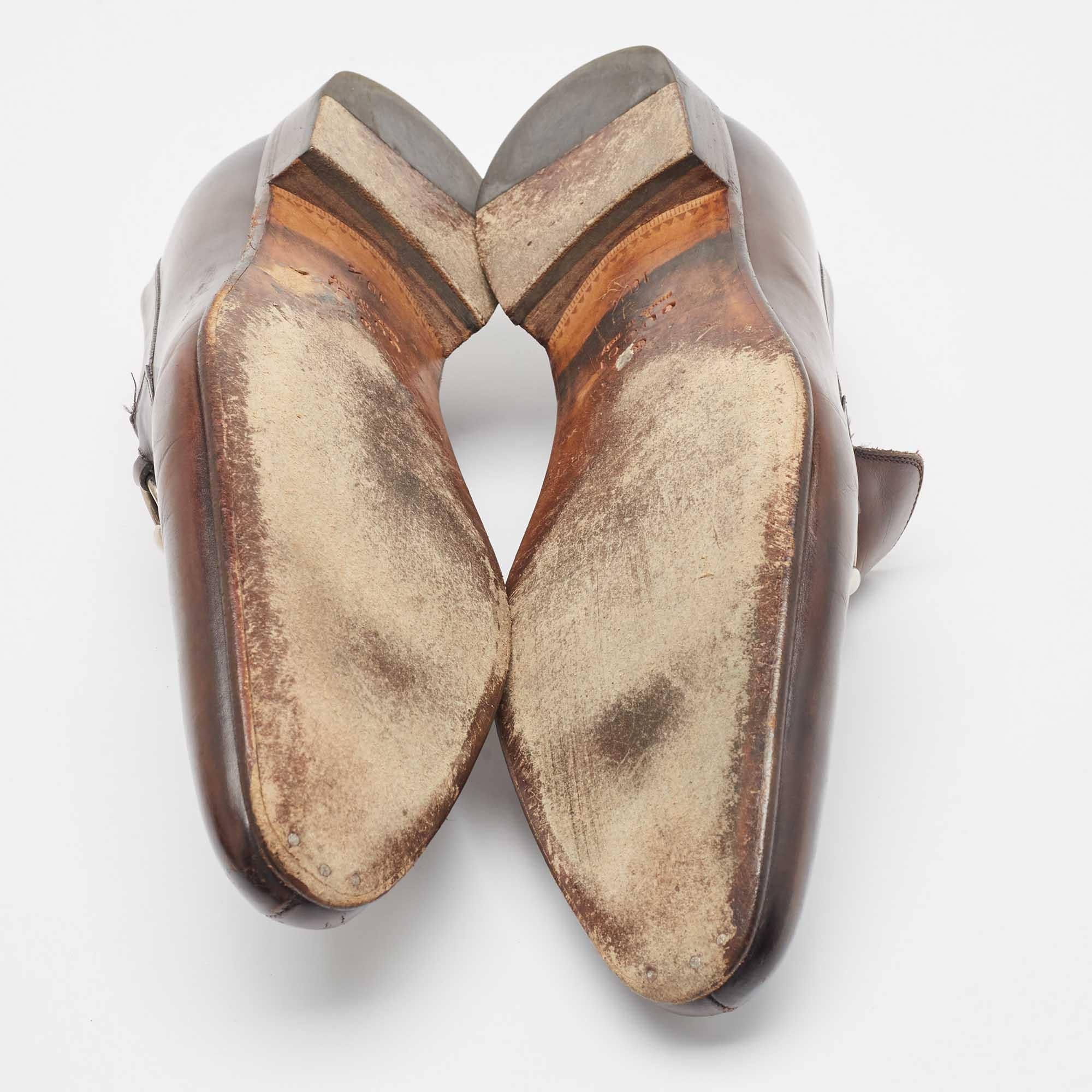 Gucci Horsebit Loafers aus braunem Leder, Größe 44.5 im Angebot 1