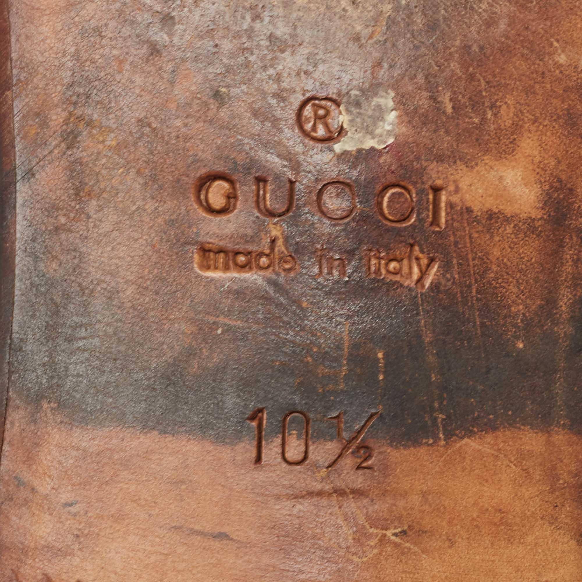 Gucci Mocassins en cuir brun Taille 44.5 en vente 2