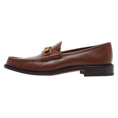 Gucci Brown Leather Horsebit Loafers Size 48