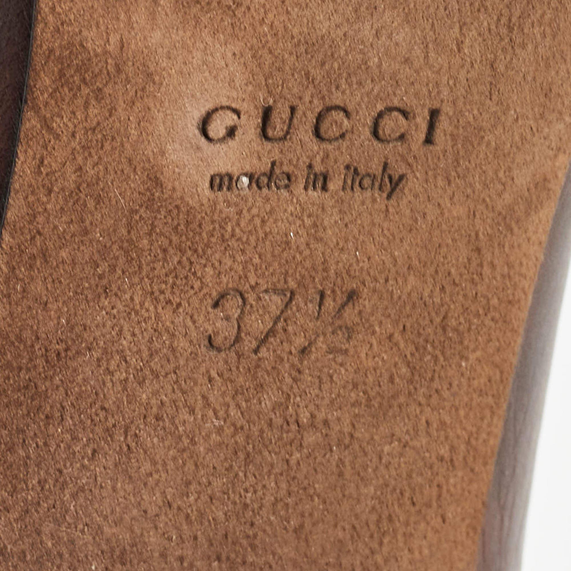 Gucci Escarpins à bout ouvert en cuir Brown Taille 37.5 en vente 3