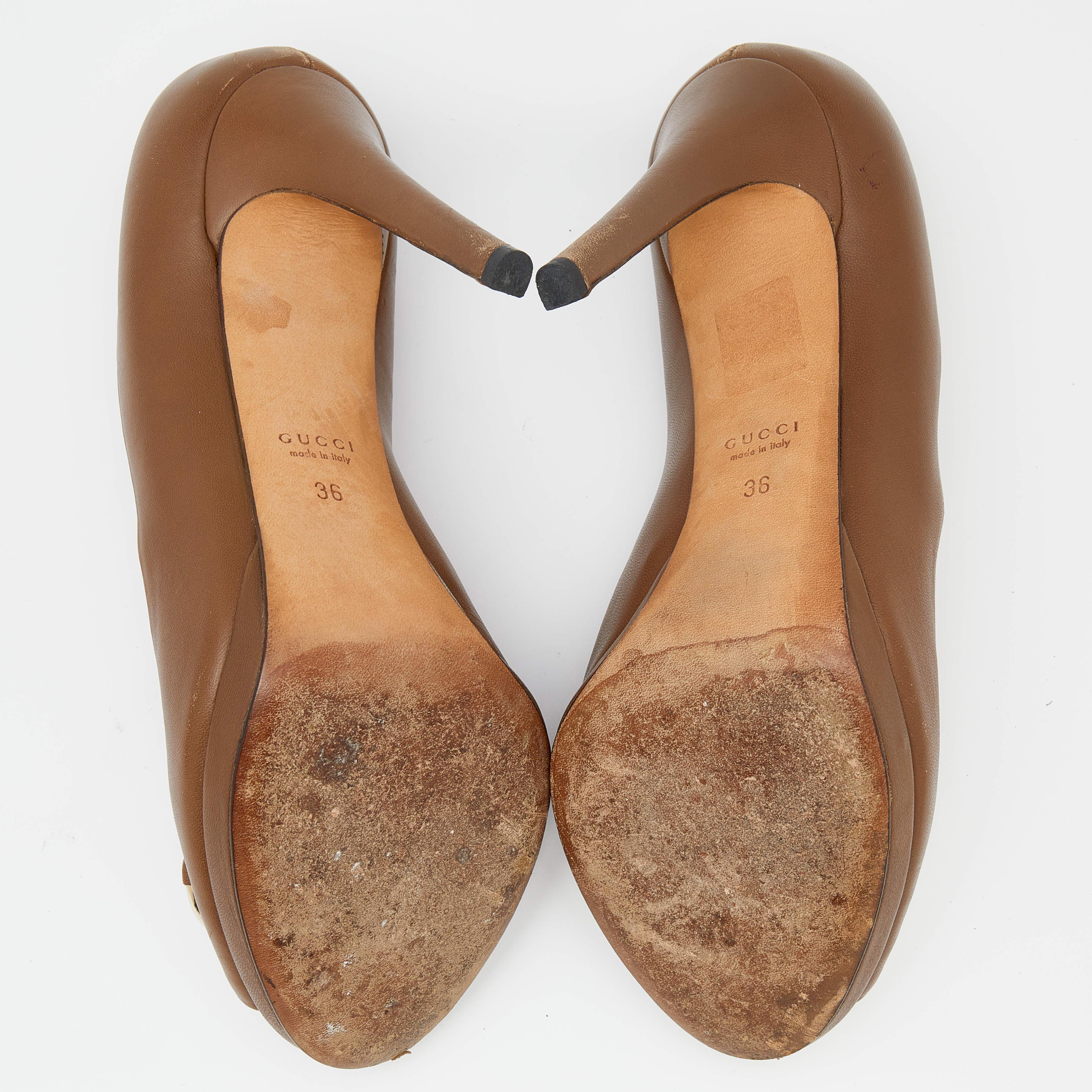 Gucci Pumps Peep Toe in pelle marrone taglia 36 1