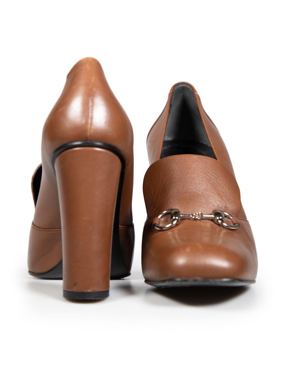 Gucci Brown Leather Horsebit Pumps Size IT 40 In Good Condition In London, GB
