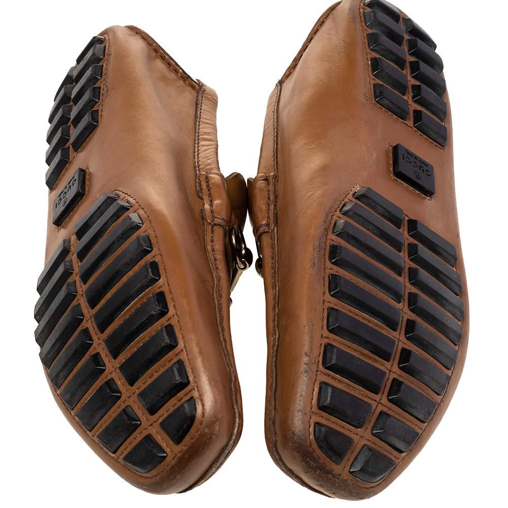 Gucci Brown Leder Horsebit Slip On Loafers Größe 43 im Angebot 2