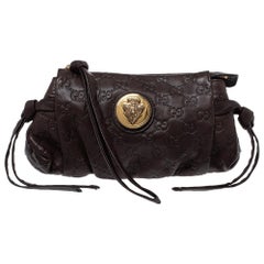 Gucci Hysteria Clutch aus braunem Leder