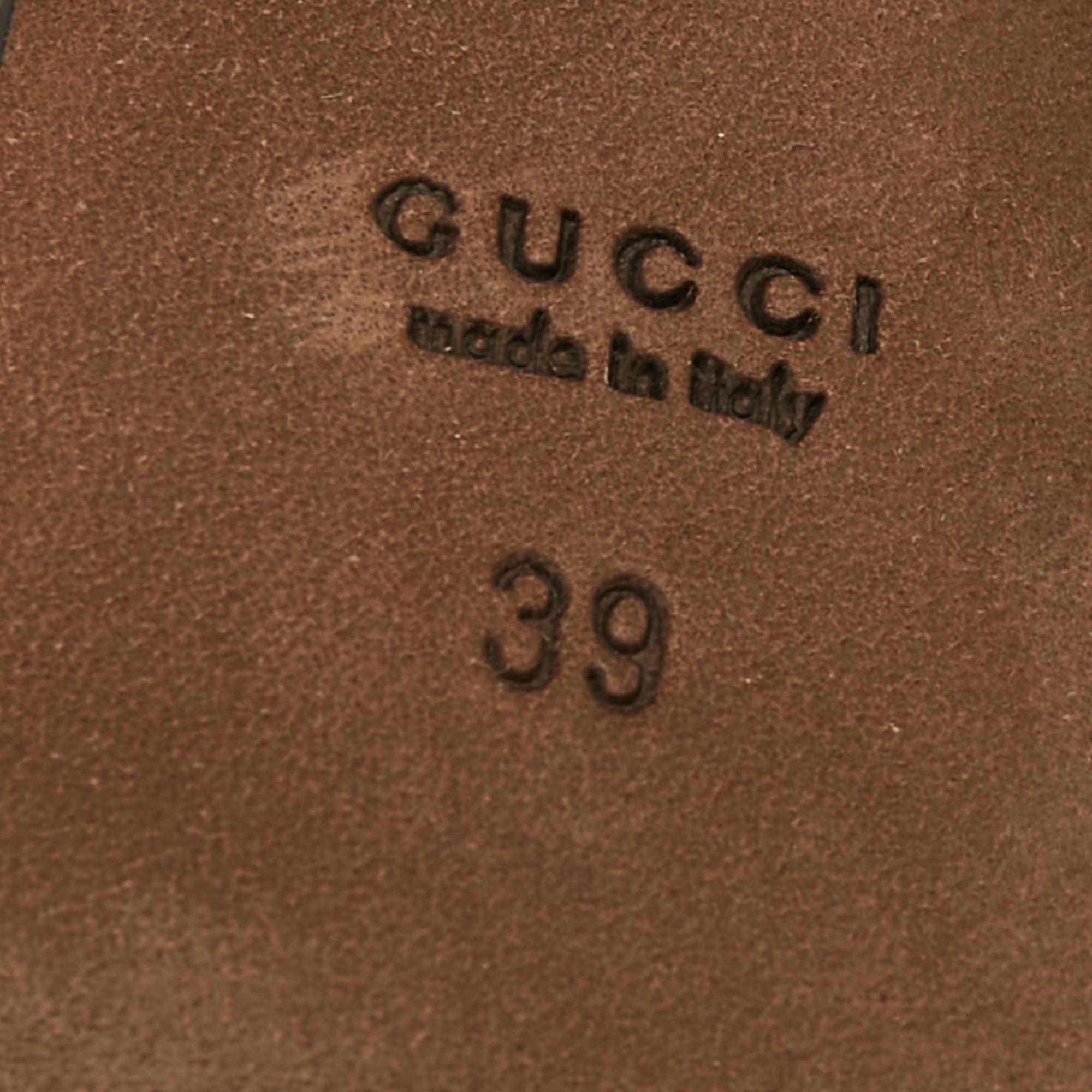 Gucci Brown Leather 'Inga' T-Strap Sandals Size 39 In Good Condition For Sale In Dubai, Al Qouz 2