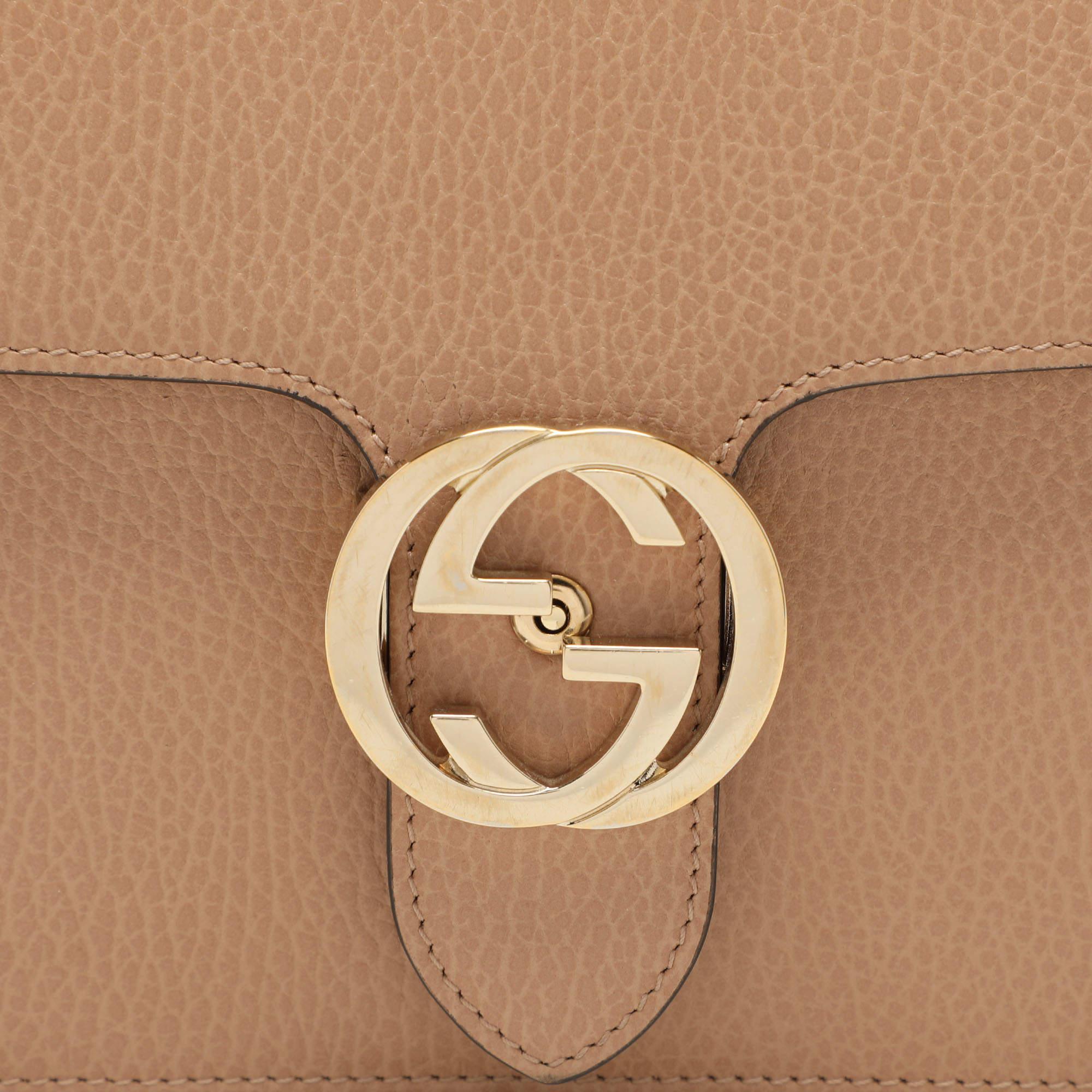 Gucci Brown Leather Interlocking G Crossbody Bag 1