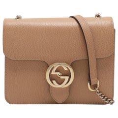 Gucci Brown Leather Interlocking G Crossbody Bag