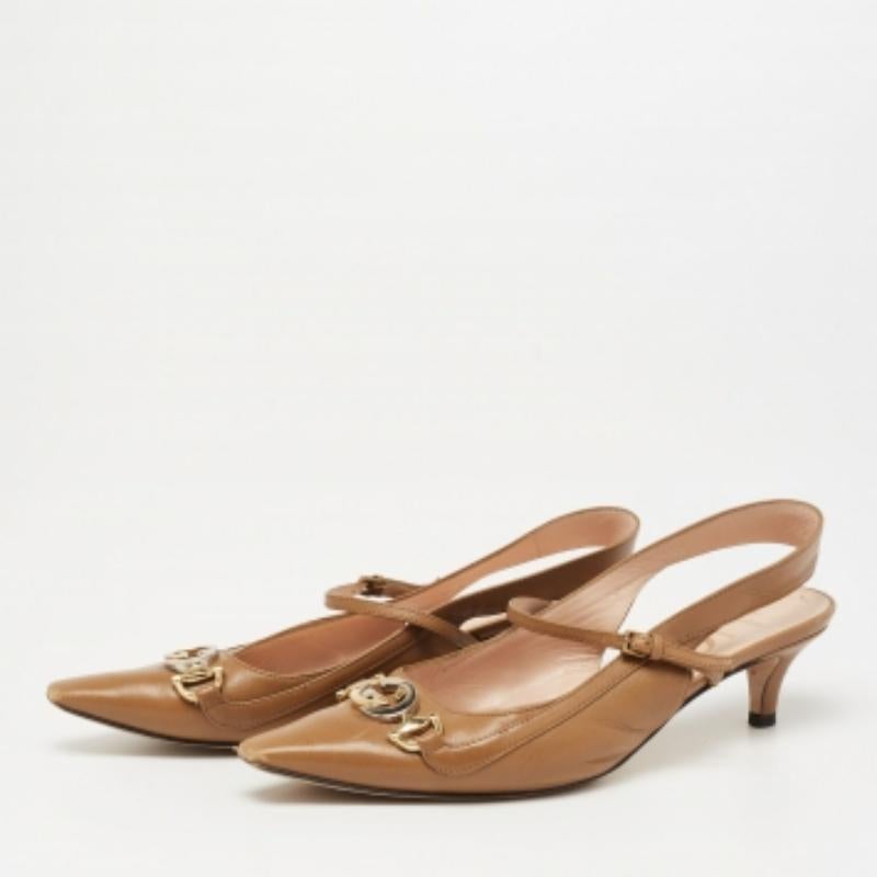 Marron Gucci - Escarpins à talons compensés en cuir marron G Horsebit Zumi - Taille 36,5 en vente