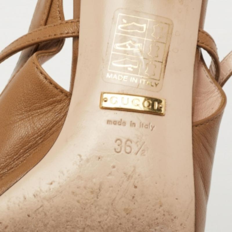 Gucci - Escarpins à talons compensés en cuir marron G Horsebit Zumi - Taille 36,5 en vente 4